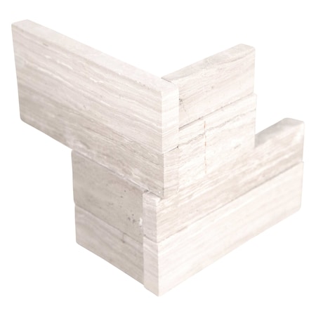 White Oak 3D Mini Ledger Panel Corner SAMPLE Honed Marble Wall Tile